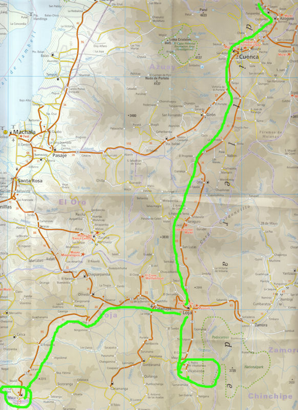 von Quito in Richtung Süden